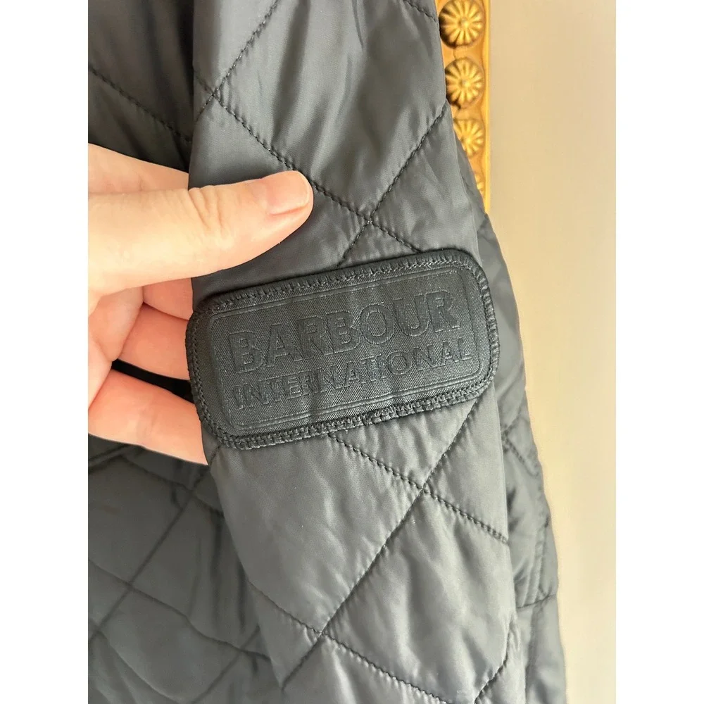 Barbour International Ariel Quilted Jacket Black Mens XL Moto Coat - Picture 3 of 7